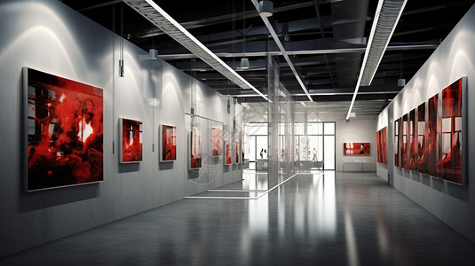 现代极简风格的艺术展览馆高清图片