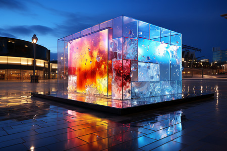 艺术广告牌室外的LED彩色屏幕设计图片
