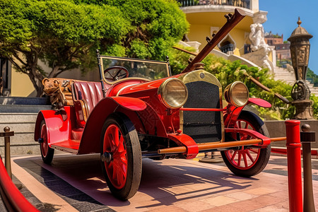 博物馆的历史古董车辆展览背景图片