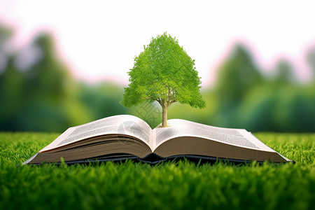 知识生长的树木书籍背景图片