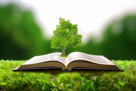 生长树木的书籍背景图片
