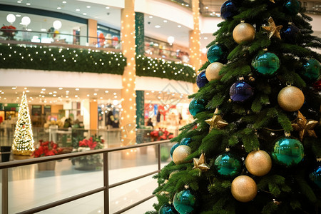 圣诞节装饰的圣诞树背景图片