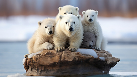 可爱的北极熊群体图片