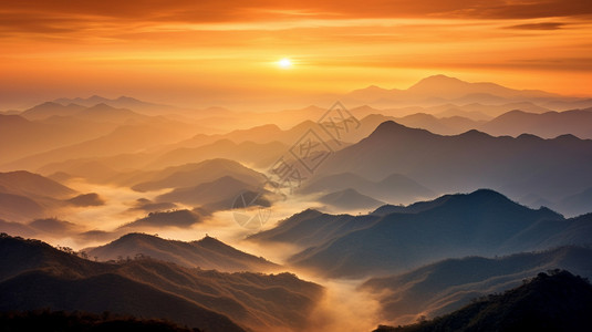 日出山间的云海景观图片
