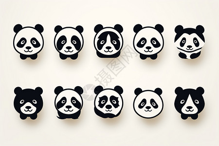 简约可爱的熊猫创意插图背景图片