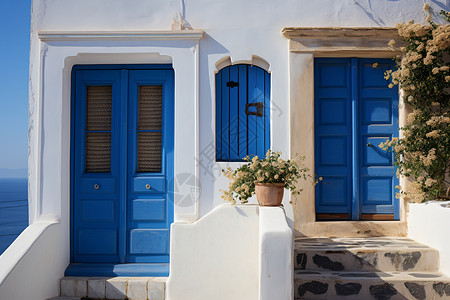 房子的蓝色入户门图片