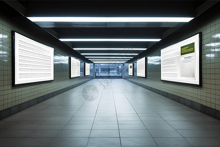 地铁站指示牌地铁走廊里的广告位设计图片