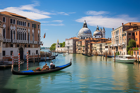 夏季威尼斯水城的美丽景观背景图片