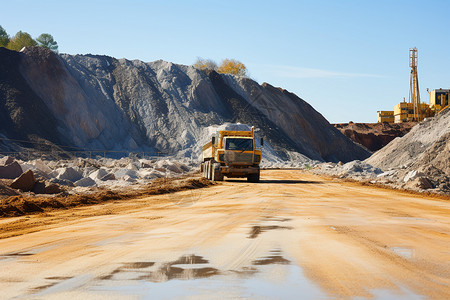工业挖掘砾石的矿场背景图片