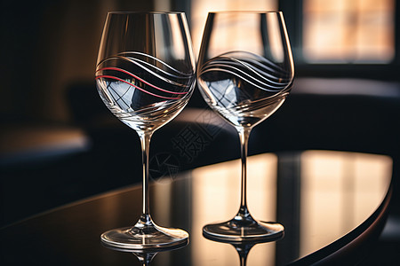 创意简约风格的玻璃红酒杯图片