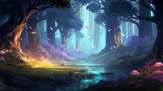 梦幻的森林插画图片
