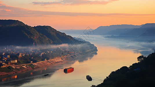 壮丽的山间河流景观图片