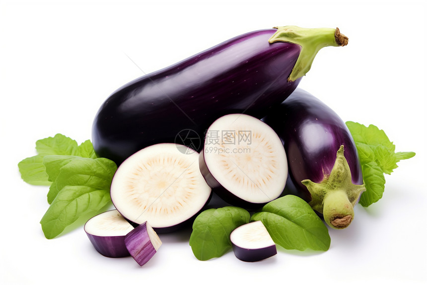 成熟的紫色茄子蔬菜图片