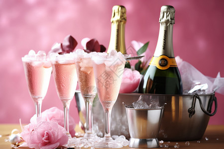 奢华的粉色香槟背景图片