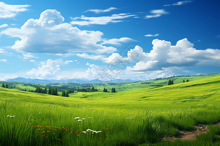 美丽大草原夏季美丽的大草原插画