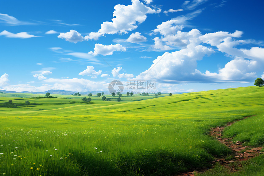 夏季宁静的大草原图片