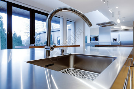现代简约的厨房台面背景图片
