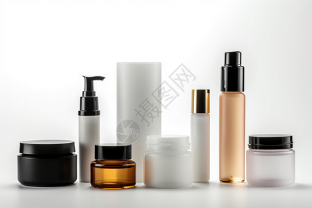简约化妆品背景磨砂质感的化妆品包装瓶背景