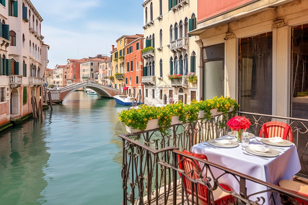 威尼斯水城的美丽景观背景图片