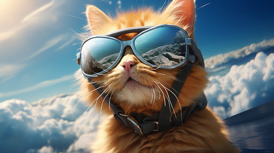 戴眼镜的橘色猫咪背景图片