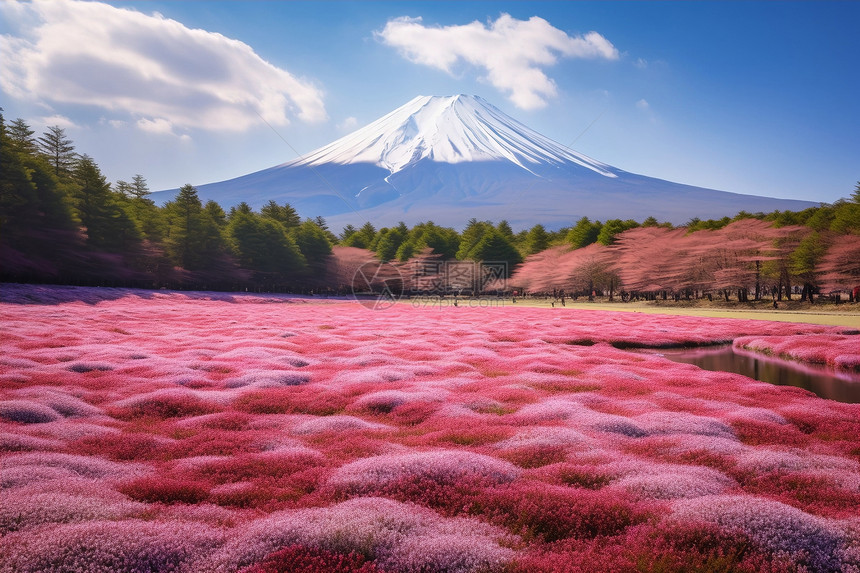 夏季美丽的富士山景观图片