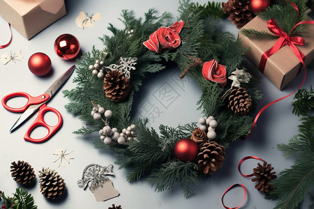 家居装饰的圣诞节花环背景图片