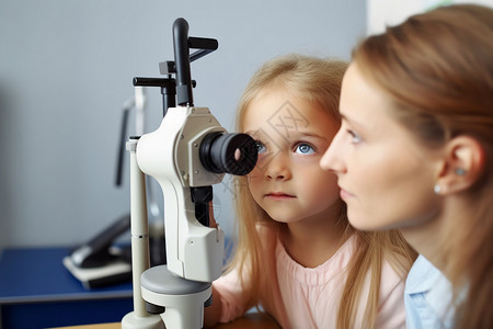 医院检查视力的外国小女孩图片