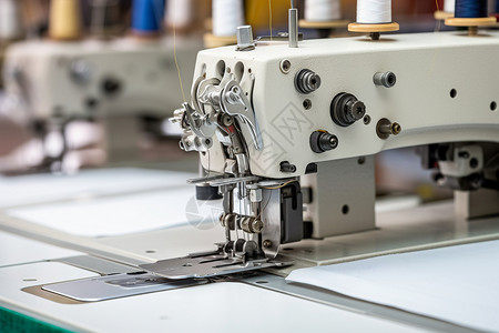 服装生产工作中的缝纫机背景