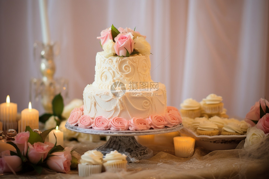庆祝仪式的奶油蛋糕图片
