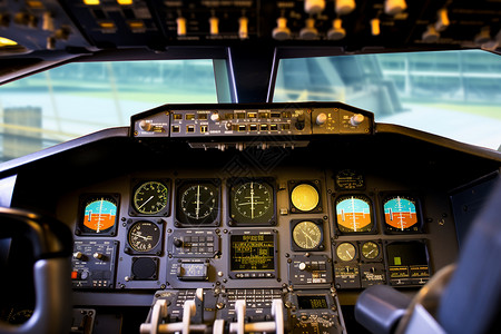 航空电子设备驾驶舱的仪表盘背景