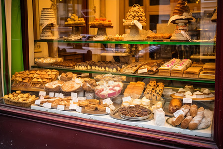 商业蛋糕素材新鲜的甜食展示柜背景