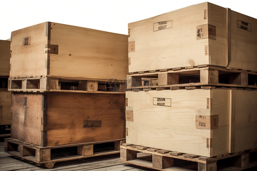 工业运输的木材包装箱图片