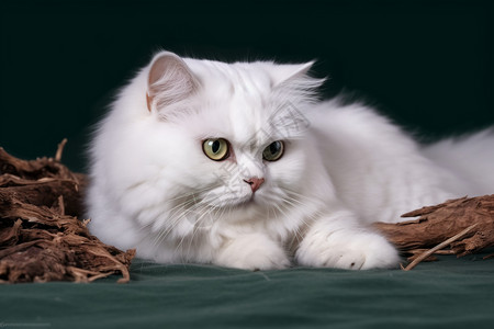 毛茸茸的白色毛发猫咪图片