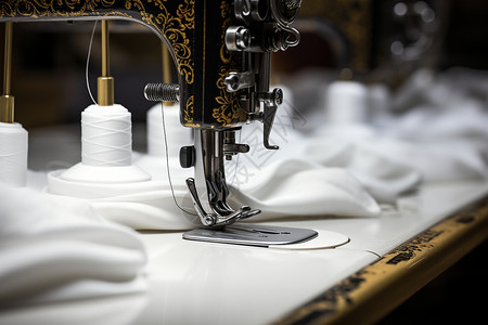 纺织产品缝纫机上的布料背景