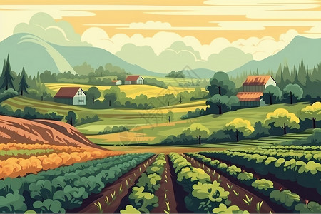 有机土豆农村地区有机农业插画