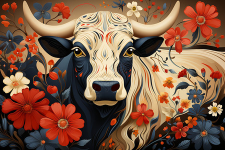 设计的牛年艺术品背景图片