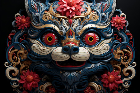 中国龙年设计的龙头背景图片