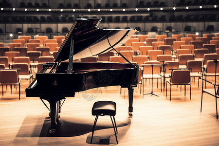 钢琴艺术古典音乐厅的内部场景背景