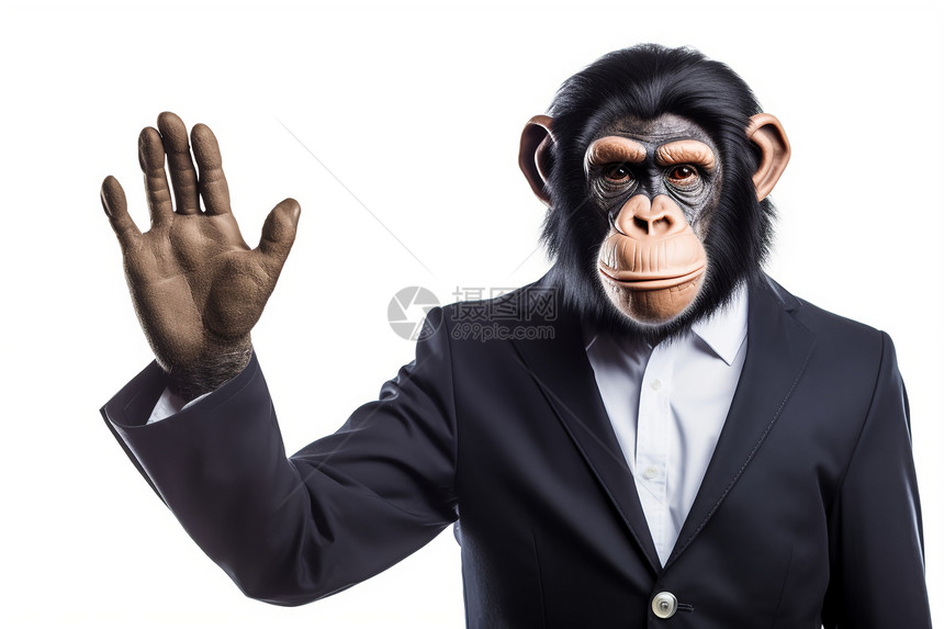 挥手的大猩猩商务人士图片
