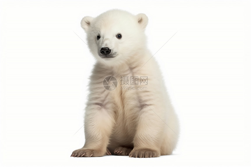 白色背景中的北极熊图片
