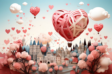 赫卢博卡城堡漂亮的情人节背景卡插画