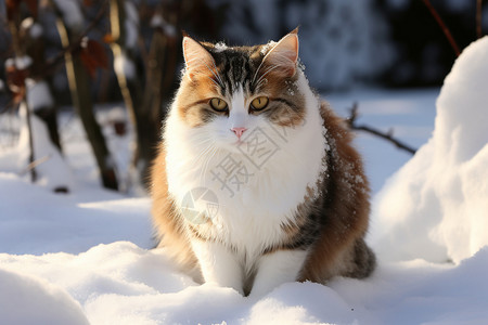 雪地中的小猫咪图片