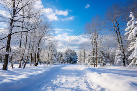 大雪覆盖的森林背景图片