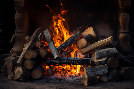燃烧的木头图片