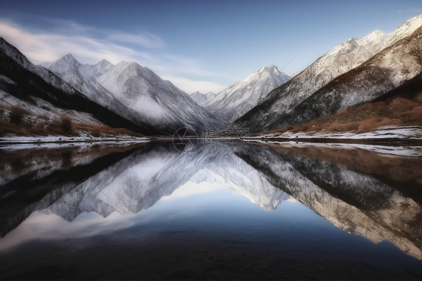 美丽的雪山和湖泊图片