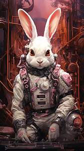 超现实的机械兔子背景图片