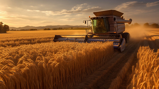 检测仪器机收割小麦的仪器背景