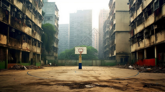 篮球板宽阔的篮球场背景