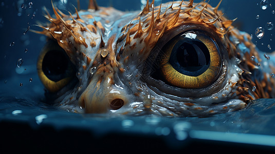 海域捕捞海鱼的大眼睛插画
