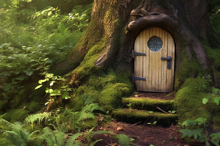 树桩中的童话木屋图片